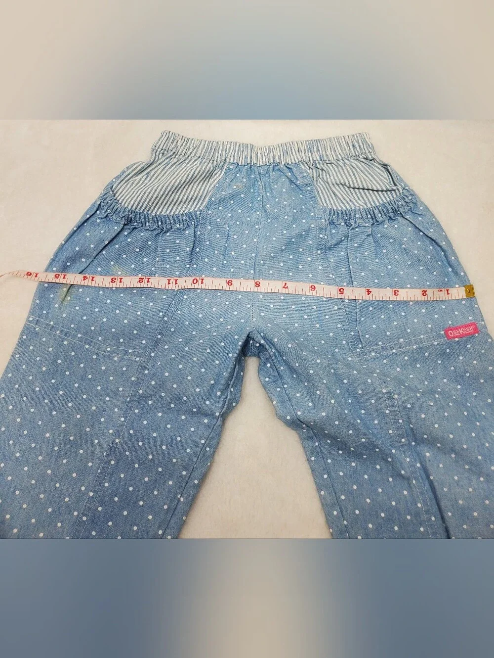 Rare vintage 90s oshkosh papertag bubble pants girls blue and white y2k polkadot